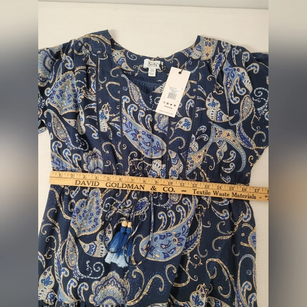 NWT Myra Bag 100% Cotton Donna Paisley Glory Dress Tiered Maxi Dress sz L